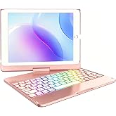 MMK for iPad 6th Generation Case with Keyboard, Rose Gold | 10 Color Backlight &amp; 360 Rotation, for iPad 5th Gen (2017) &amp; iPad Air (1st, 2th Gen, 2013, 2014) &amp; iPad Pro 9.7 inch (2016)