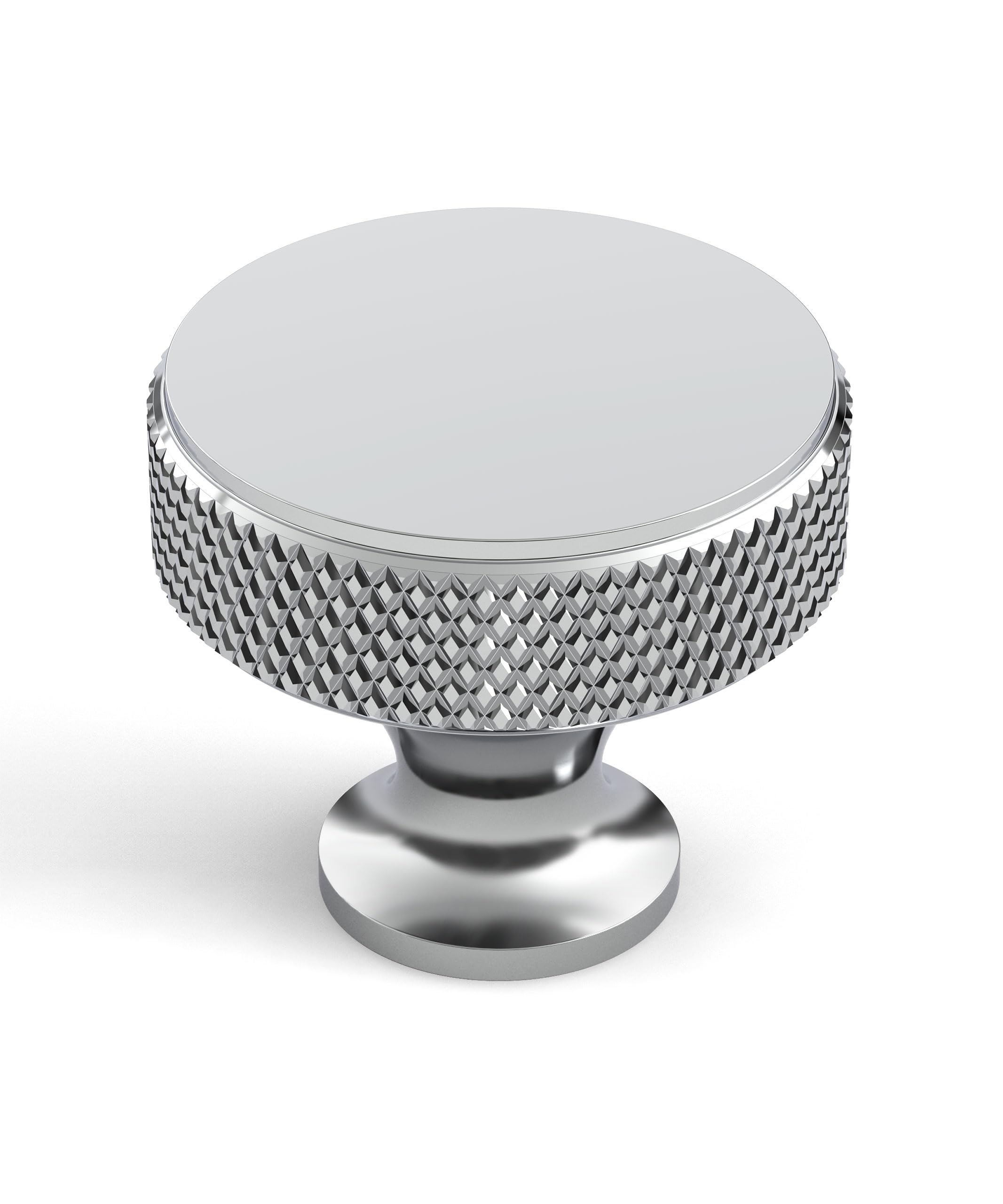 Coinkoly 10 Pack Polished Chrome Cabinet Knobs Single Hole Knurled Drawer Knobs Cupboard Door Knobs for Wardrobes UK0006