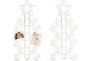 HOHIYA 2 Pcs Christmas Card Display Wall Holder Display Hanger for 24 Cards Hanging Holiday Party 14.5 Inch Taiwan Made Gold