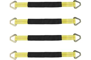 NovelBee 4 Pack of 24 x 2" Axle Strap with Protective Sleeve 10000 Lbs Break Strength 3335 Lbs Working Load and D-Ring for Se