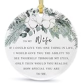 Wife Christmas Ornament Gift from Husband 2026, to My Wife Ceramic Christmas Hanging for her,Wife Ceramic Present Ornament Xmas Tree Decorations with Gift Box