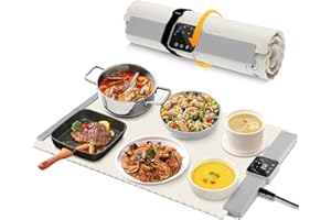PURECHO Silicone Electric Warming Tray for Food: Foldable Roll up Food Warmers for Parties Buffet with 5 Temperature Settings - Portable Fast Heating Mat for Restaurants, Home Everyday Use