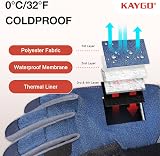 KAYGO Waterproof Thermal Work Gloves - Men Women, Fleece Lined, Warm, Large view 2