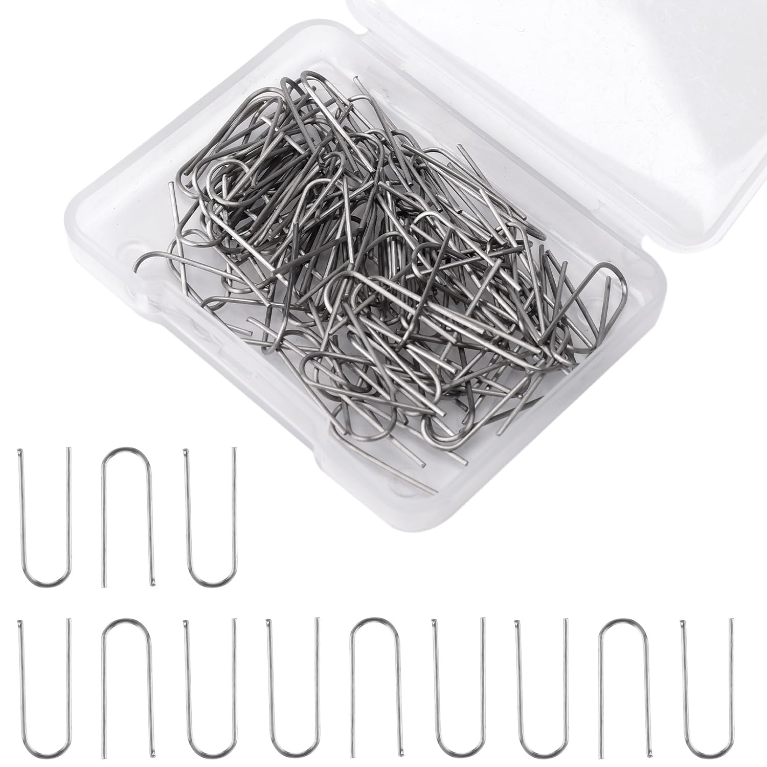 200 Pcs High Temperature Nichrome Wire Jump Rings U Hooks Nichrome Gauge 21 Pins for High Fire Wire Ceramic for Oven Beads Ornaments Pendants DIY