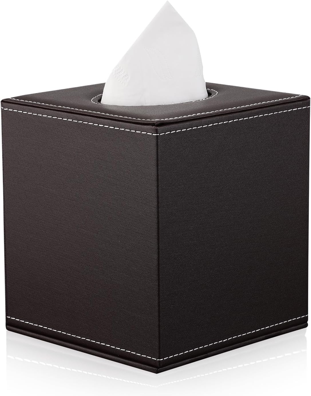KINGFOM Leather Cube Square Tissue Box Cover Holder (Brown)