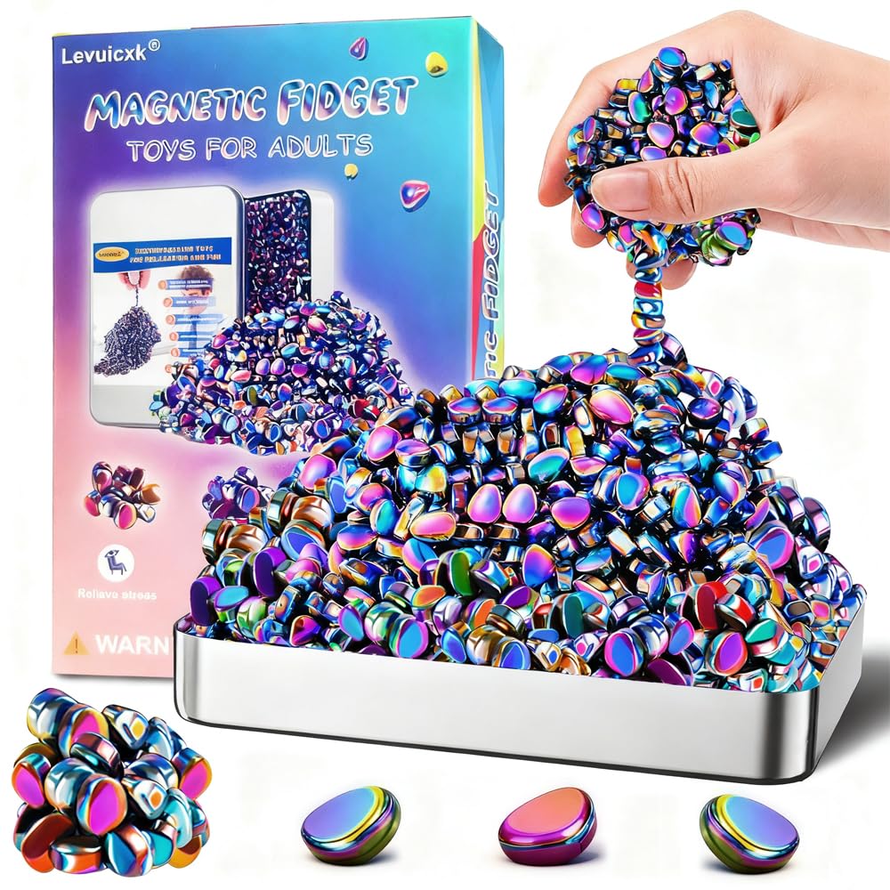 580PCS Magnetic Fidget Toys for Adults – Magnet Fidget, Magnetic Balls, Beads, Rocks & Ferrite Putty – Stress Relief Kit for ADHD, Anxiety & Autism, Desk & Office Sensory Toys, Colorful Adult Gifts