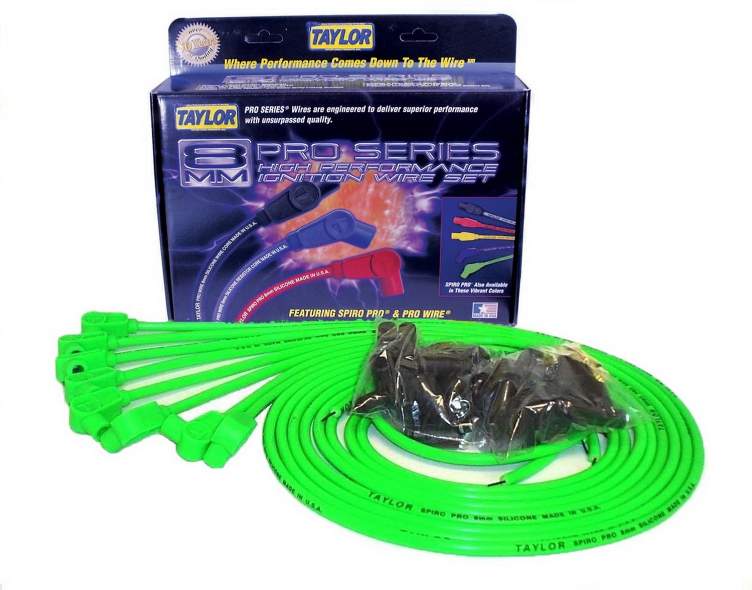 Amazon.com: Taylor Cable 78551 Hot Lime 8mm Universal Fit Spiro Pro Spark  Plug Wire Set: Automotive