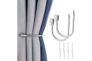 YH YAO Metal Curtain Holdbacks, 2PCS U Shaped Wall Mounted Hook for Home Decor, Decorative Curtain Tieback Curtain Drapery Tiebacks Hooks Curtain Hooks for Wall (Silver)