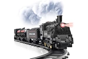 OleFun Train Set, Electric Train with Water Steam, Sounds & Lights, Model Christmas Train Set for Under The Tree, Railway Kit Gifts for 3, 4, 5, 6, 7, 8+ Year Old Boy & Girl