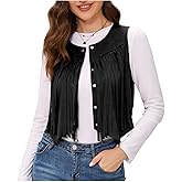 JASGOOD Tassel Vest Women 70s Suede Hippie Faux Sleeveless Fringe Jacket Western Tassel 60S Outfit
