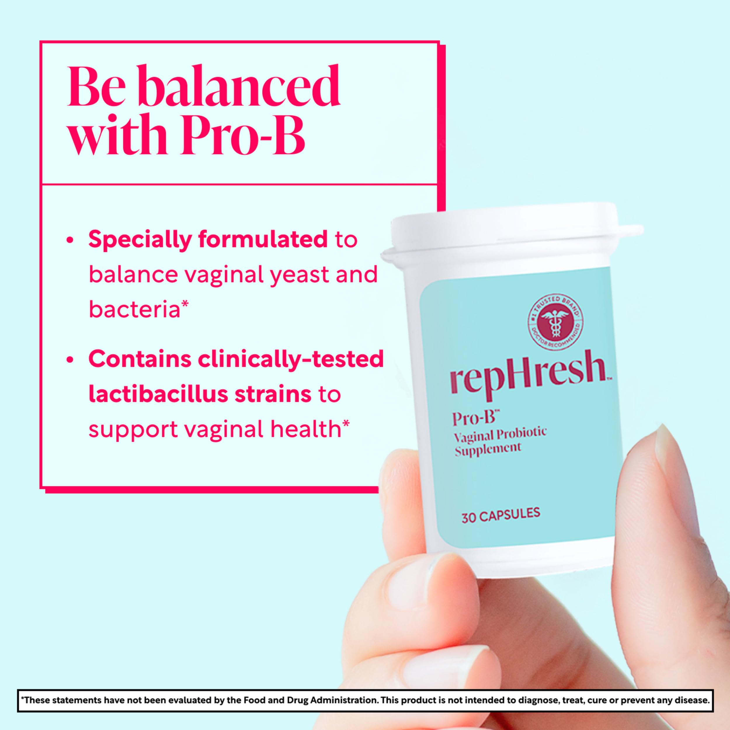 Rephresh Pro-B Women's Probiotic, Probiotic Supplement for Women, 30 Oral Capsules