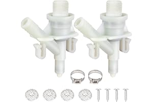 TOVEN-RV 385311641 RV Toilet Water Valve Kit Replacement for Dometic and Sealand 300, 301, 310, 311, 320, 321 Series Pedal-Flush Toilets Camper Trailer RV Toilet, Includes Hose Clamp and Fasteners (2-PACK)