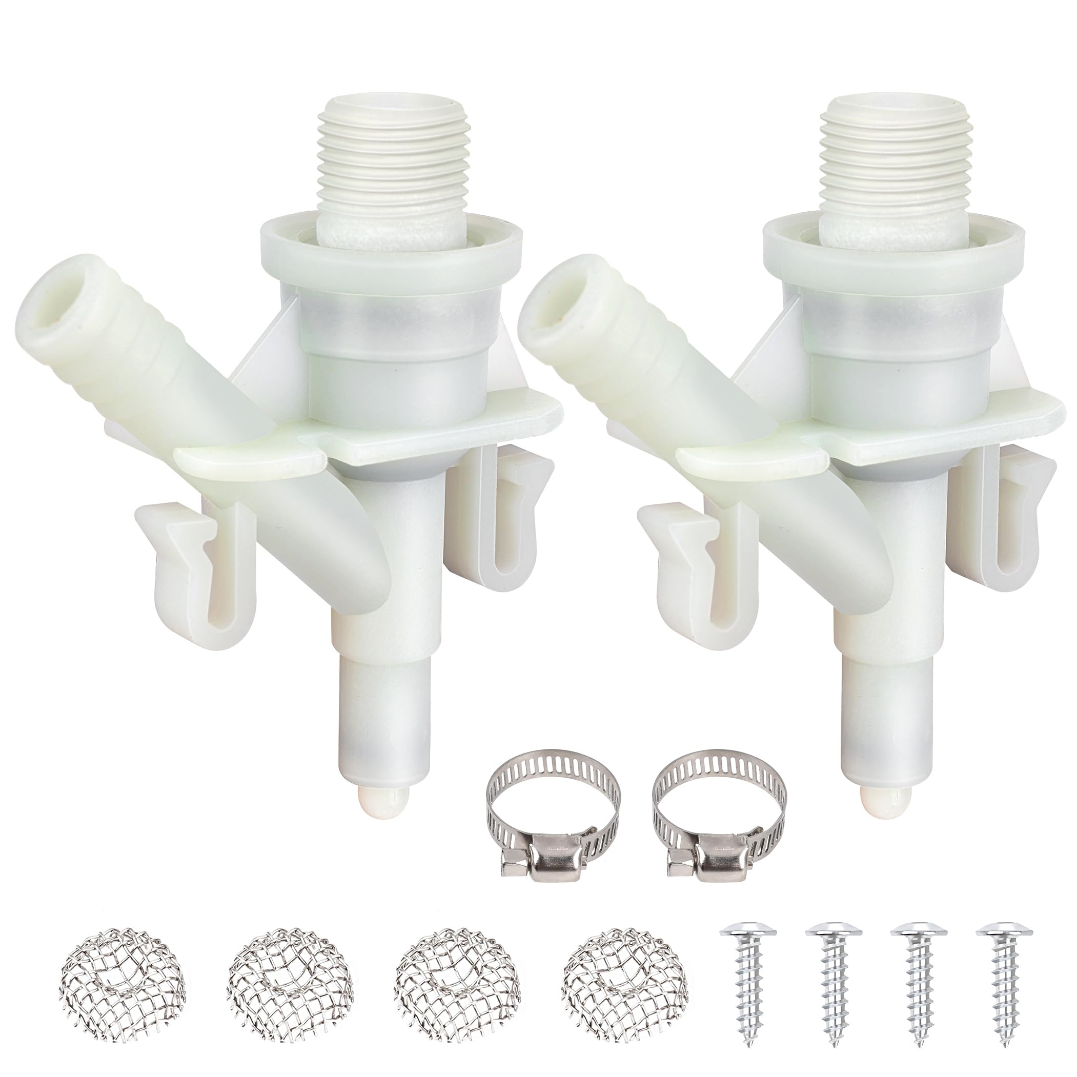 Photo 1 of ***BROKEN *** 385311641 RV Toilet Water Valve Kit Replacement for Dometic and Sealand 300, 301, 310, 311, 320, 321 Series Pedal-Flush Toilets Camper Trailer RV Toilet, Includes Hose Clamp and Fasteners (2-Pack)