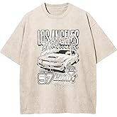 QISSYILY Oversized Boys Tshirts Car Graphic Cotton Tees Kids Acid Wash Vintage Tshirt Youth Short Sleeve Distressed Tops
