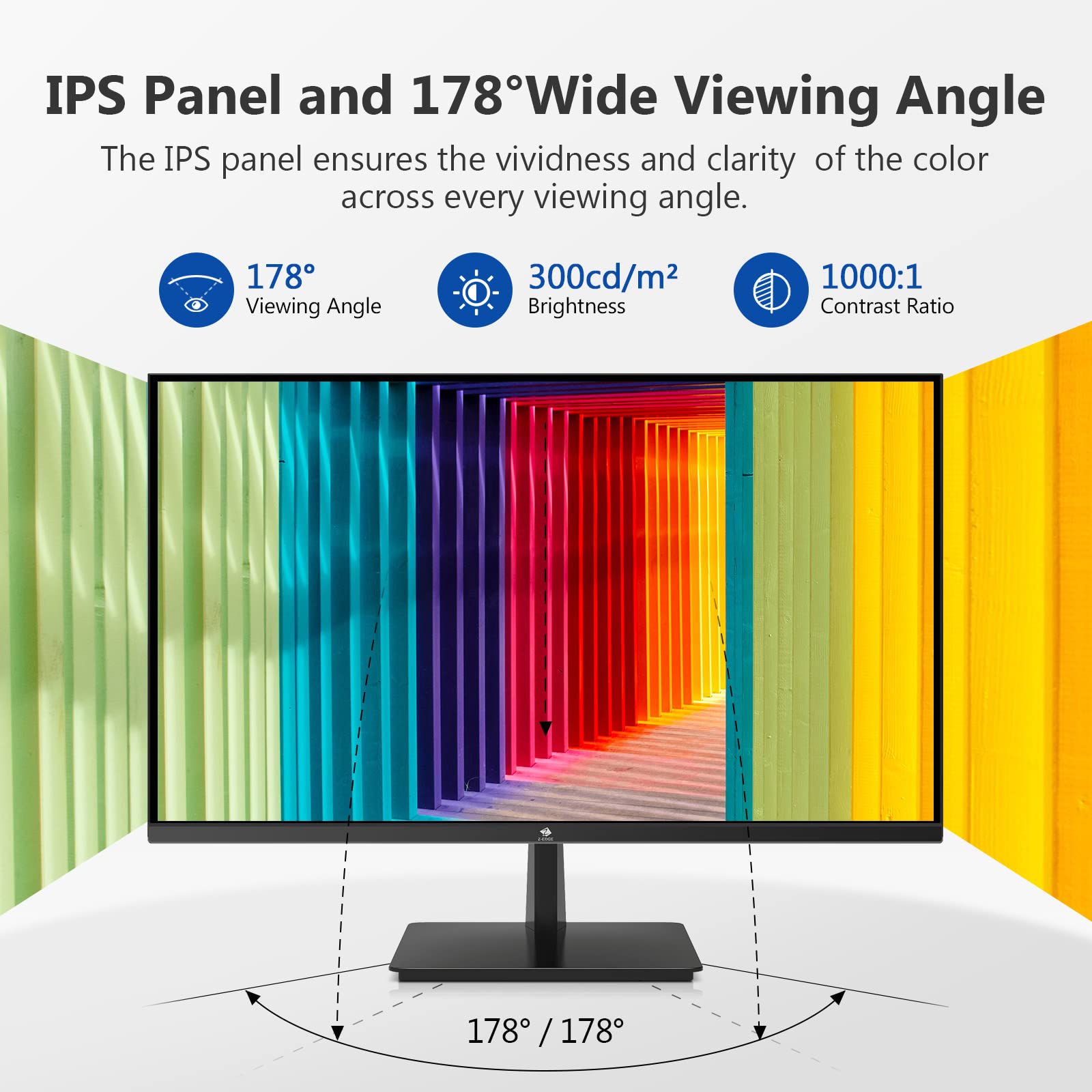 Z-Edge 4K Monitor, 28inch IPS Monitor Ultra HD 3840x2160 IPS Gaming Monitor, 300 cd/m², 60Hz Refresh Rate, 4ms Response Time, U28I4K