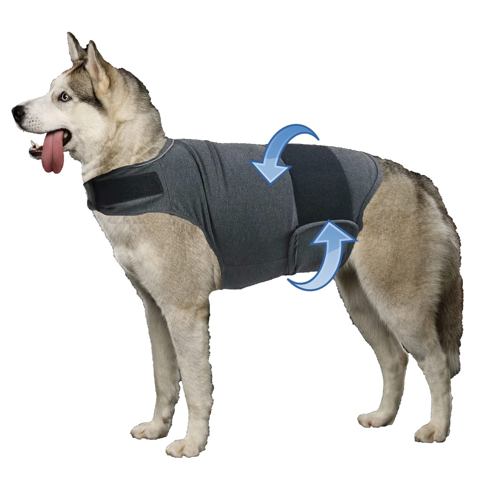 Photo 1 of HCHYEY Dog Anxiety Jacket, Skin-Friendly Calming Shirt for Dogs - Dog Vest for Thunder, Fireworks and Separation - Keep Pet Calm Without Medicine & Training, Anti Anxiety Coat for Dogs (Dark Grey, XL)