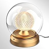 Tubicen Gold Small Bedside Table Lamp Plug in Dual-Globe Glass Shade Art Decor Table Lamp Memory Function Modern LED 4-Stage 
