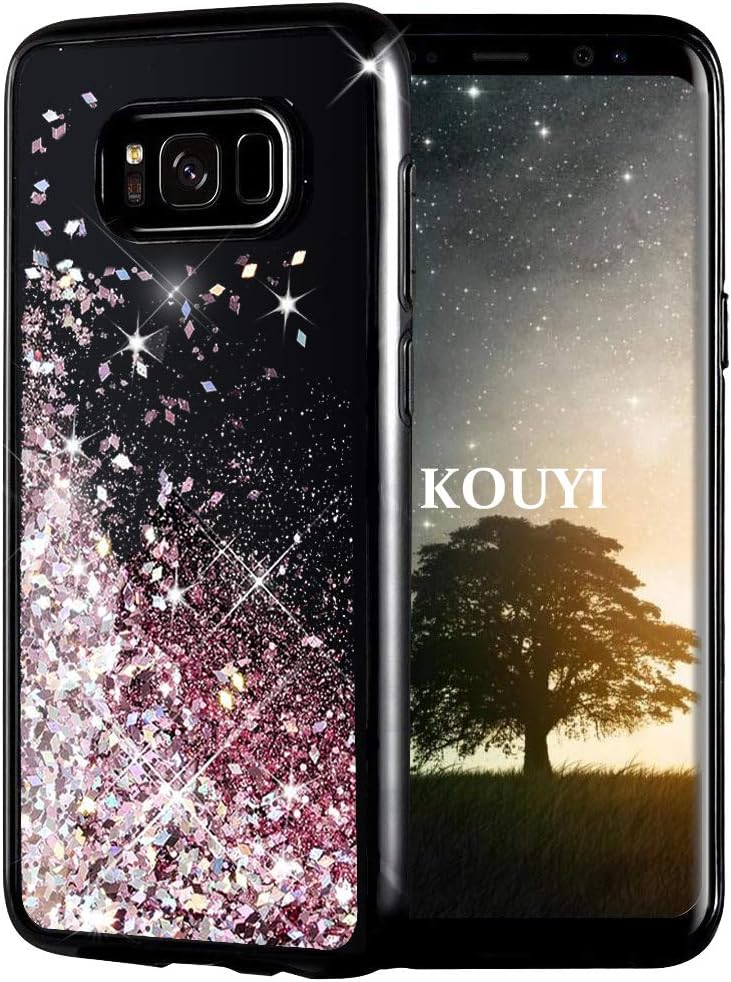 KOUYIfor Galaxy S8 Case Glitter, [Twinkling of Starry Night Series] Fashion Flowing Liquid Floating Sparkly Bling Quicksand 3D Design TPU Protective Cover for Samsung Galaxy S8 (Rose Gold)