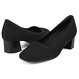 JENN ARDOR Low Chunky Heels Black Dress Shoes for