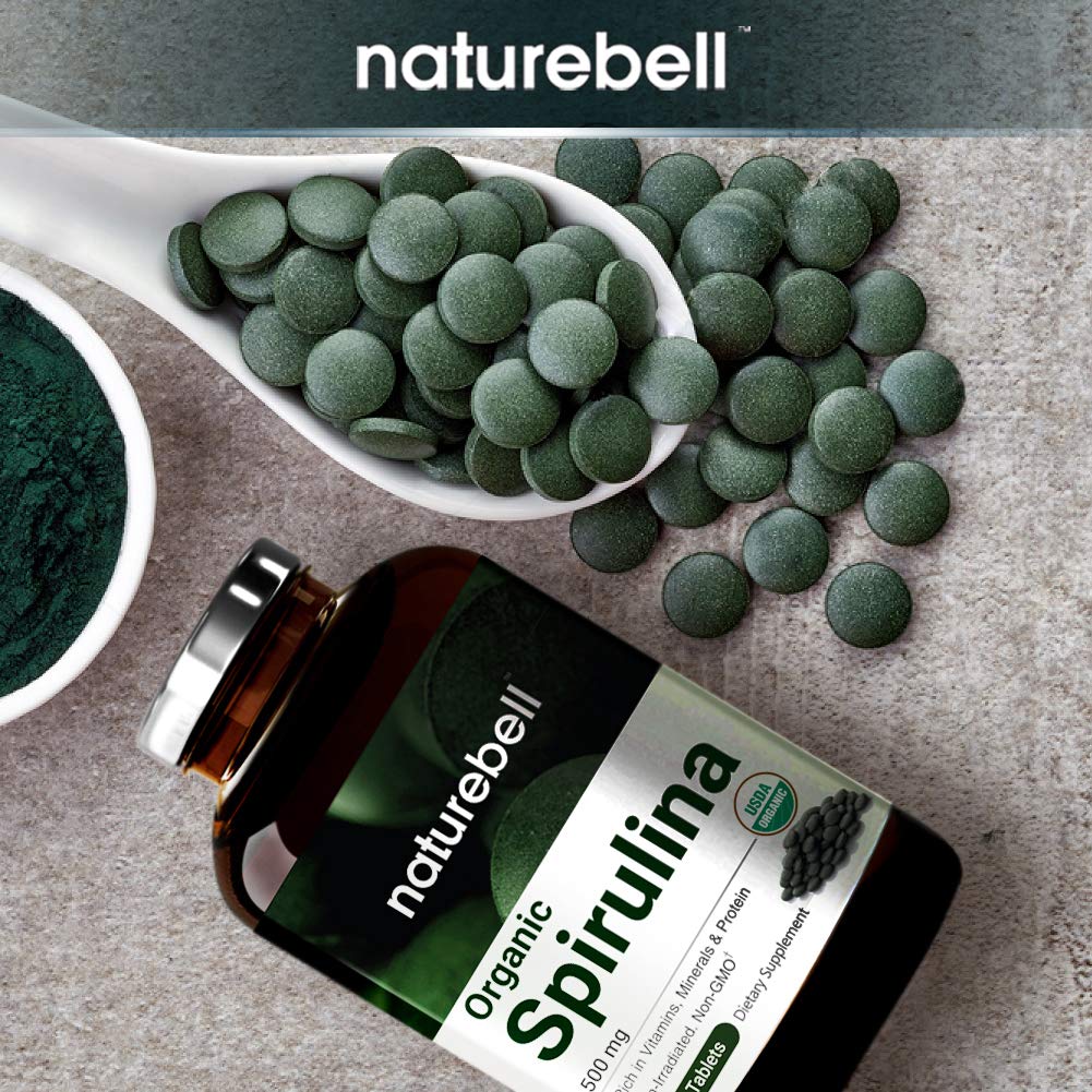2 Pack NatureBell Spirulina, 3000mg Per Serving, 500 Tablets, Made from