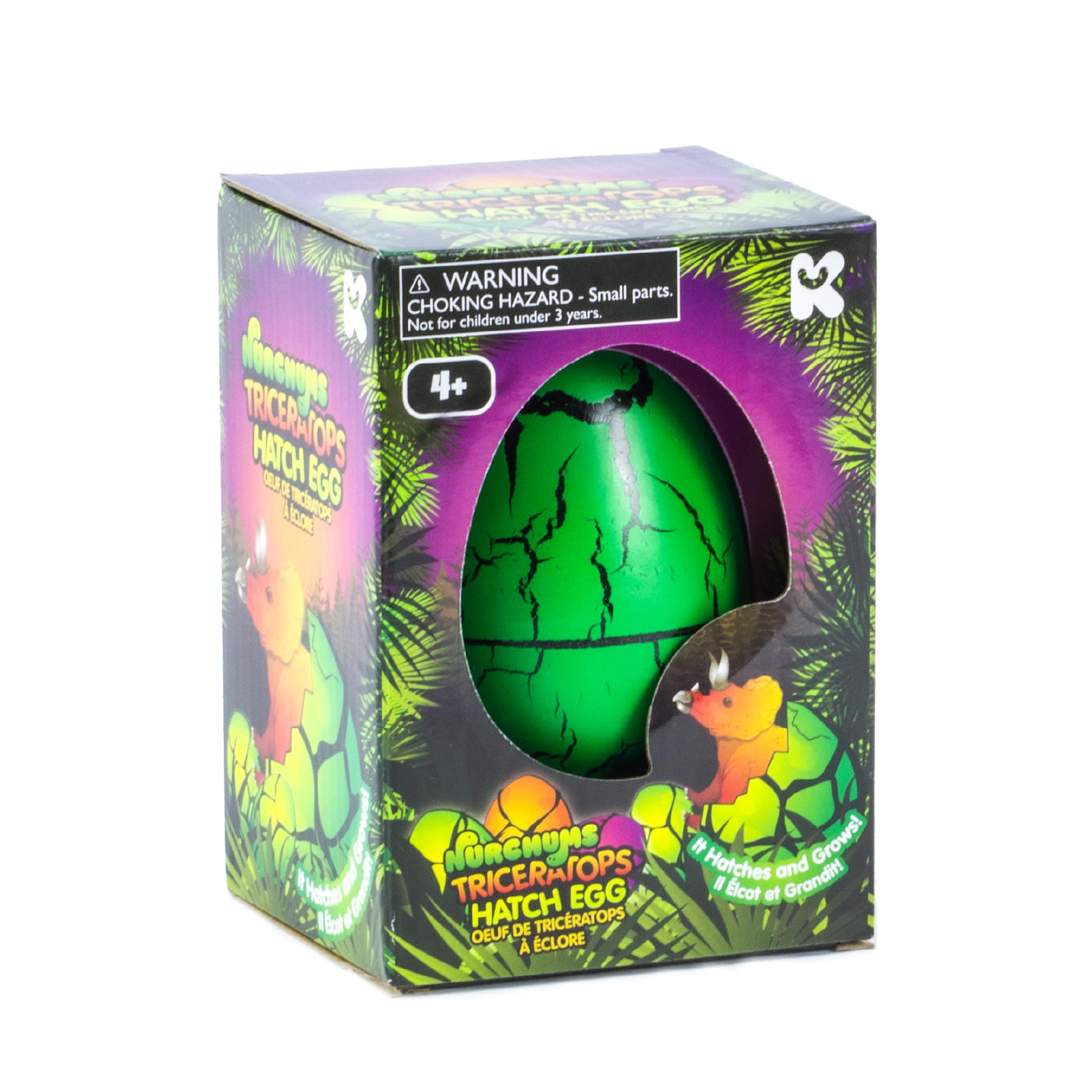 NURCHUMS Dinosaur Hatching Egg Triceratops - Hatch & Grow Interactive Toy, 11 cm Collectible Figure