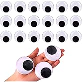 BEADNOVA Black Wiggle Googly Eyes Wobbly Eyes with Self Adhesive Sticker for DIY Craft Scrapbooking (50mm, 12pcs)