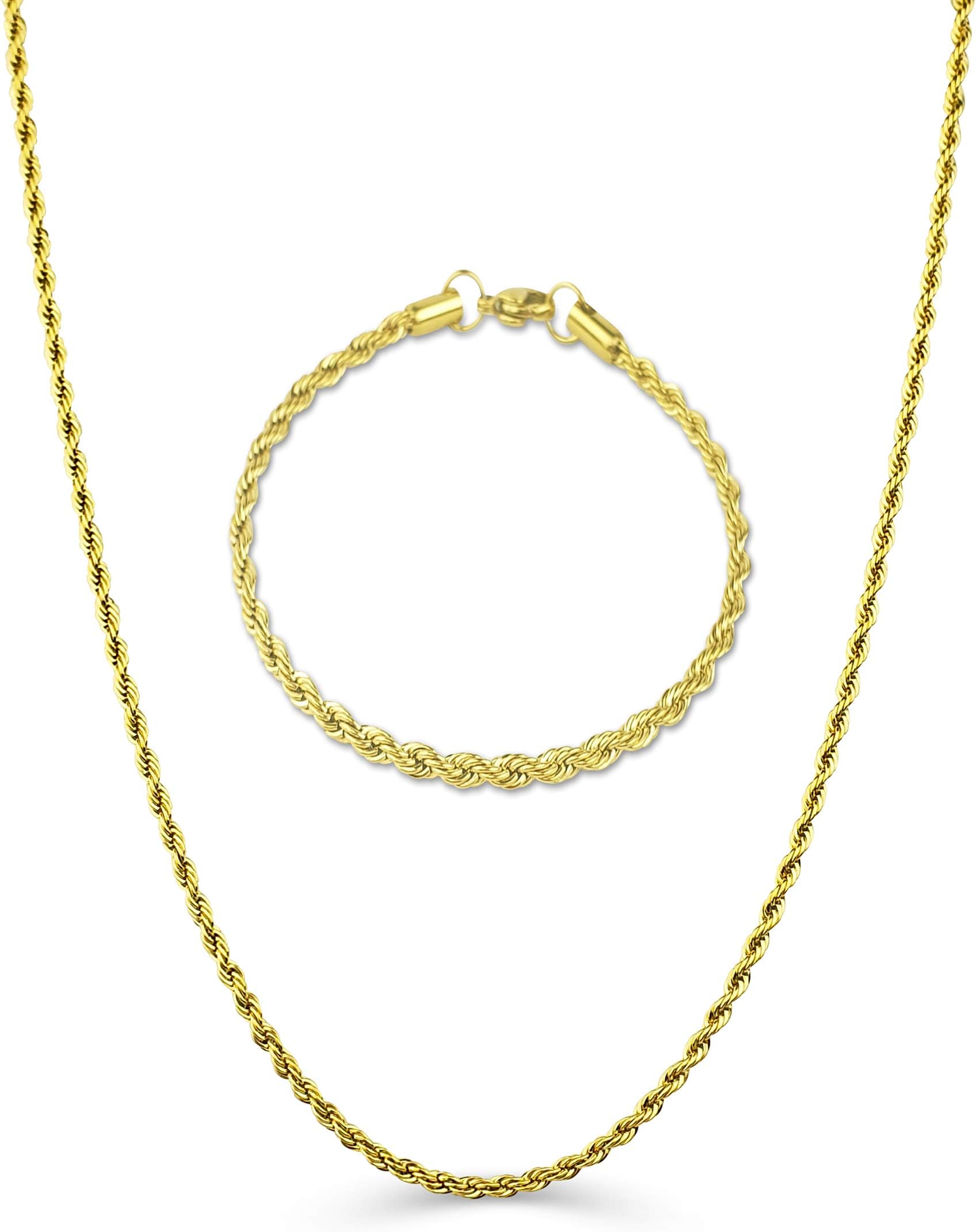 FREE BRACELET LifeTime 1mm Gold ROPE Chain necklace for men women free replacement
