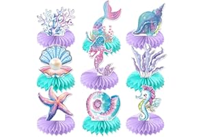 Mermaid Birthday Decorations, 9pcs Mermaid Honeycomb Table Centerpieces, Sea Theme Party Decorations
