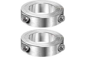 HARFINGTON 2pcs Shaft Collar for 1-5/8" Rod 2-5/8" OD 11/16" Width 304 Stainless Steel Double Split Axle Clamp-On Collar with Set Screw