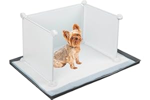 Bencacawinstyle Dog Litter Box with High Walls,Indoor Dog Potty for Small Dog and Puppy,No Spill Pee Pad Holder Tray for Dog Works with Most Training Pads and Easy to Clean.
