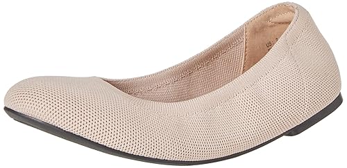 Amazon Essentials Women's Knit Ballet Flat, Sand, 6