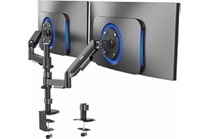 VIVO 17 to 32 inch Dual Pneumatic Monitor Mount, 2 Pneumatic Arms, Adjustable Swivel, Rotation, Heavy Duty VESA Desk Stand wi