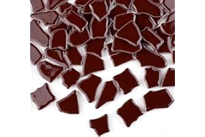 PINUO&KE 0.99 lb Glue Down Irregular Ceramics Mosaic Tile Adult Children Handmade Ceramics Craft for Outdoor Bathroom Kitchen Home Decoration DIY Art Projects(Brown)