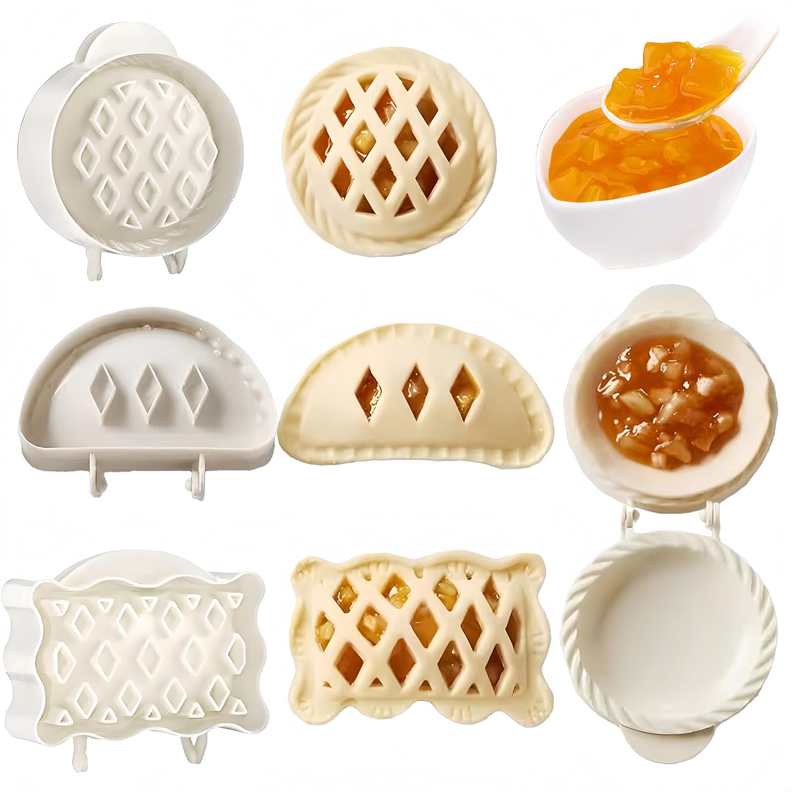 Photo 1 of Dough Presser Pocket?Mini Pie Molds,One-Handed Cookie Maker, 3 Shape Christmas Handmade Pie Molds.(Round Pie Mold)