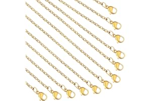 Topacket 24 Pack Necklace Chains Bulk,Gold Plated Stainless Steel DIY Cable Link Chains for Jewelry Making 18 Inches