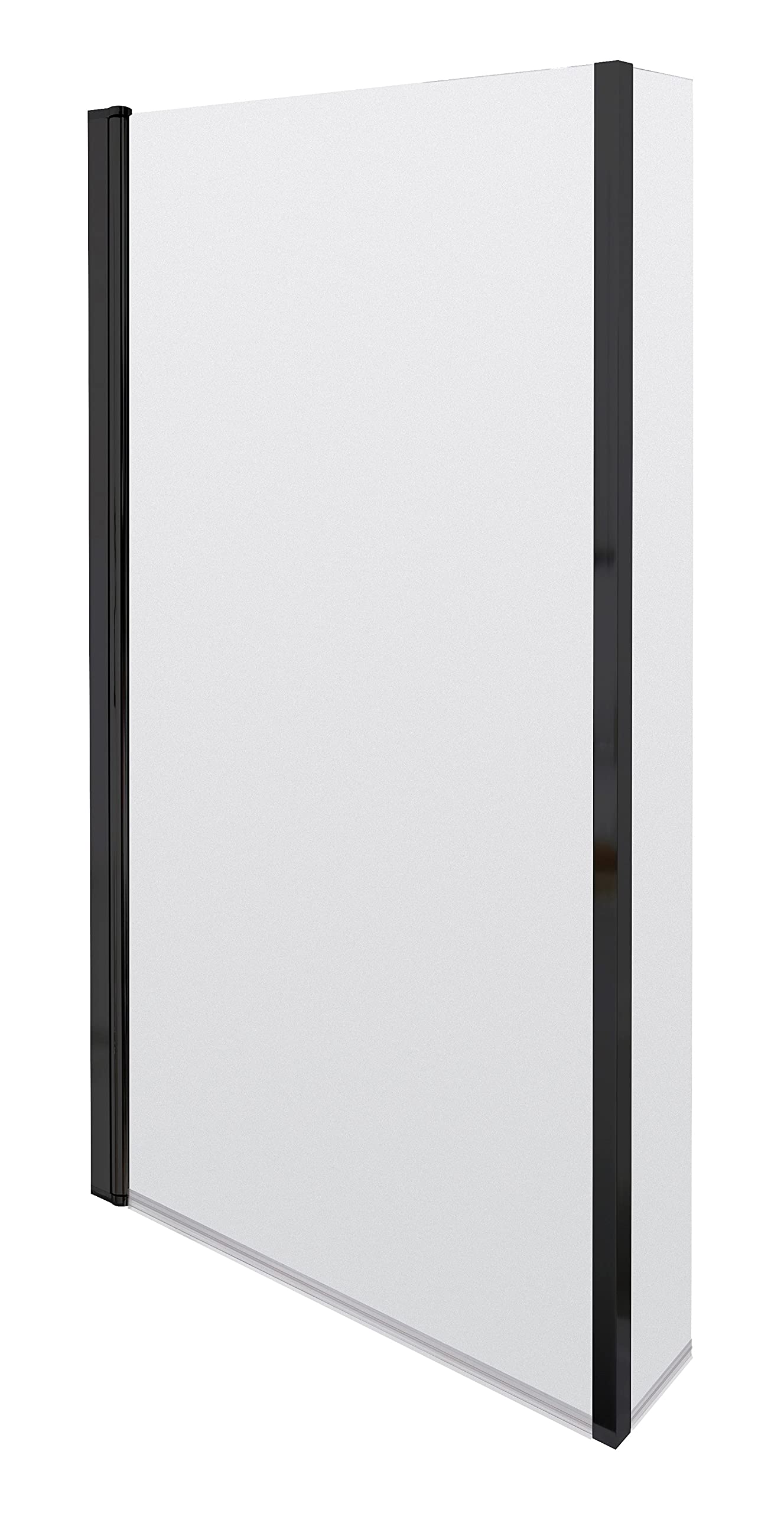 nuie NSBS7BP Pacific | Modern Bathroom Reversible 6mm Toughened Safety Glass Square Shower Bath Screen with Fixed Return Screen, 1400mm, Matt Black