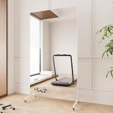 Brisafe Rolling Shatterproof NanoMirror with Wheels, 67 x 40 in, White | Ultra-Clear Reflection; Ultra-Lightweight Material; Safer Non-Glass Construction; Smooth Mobility; Full-Length Viewing
