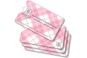 Cryptid Solutions RFID Blocking Cards 4 Pack - Slim, Stylish, and Effective - Defend Your Data with Style - NFC Debit/Credit Card and ID Protector (4) (Pink Plaid)