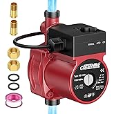 CrestWave Hot Water Recirculating Pump, 125W 115V Automatic Circulation Pump for Water Heater, Dual Control Modes for Domesti