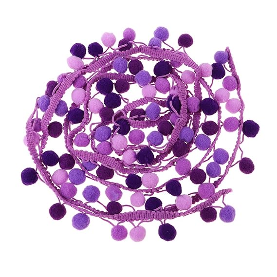 IPOTCH 3 Yard Pomponborte Bommelborte Pomponband Quaste Band Nähen Applique Handwerk - Lila