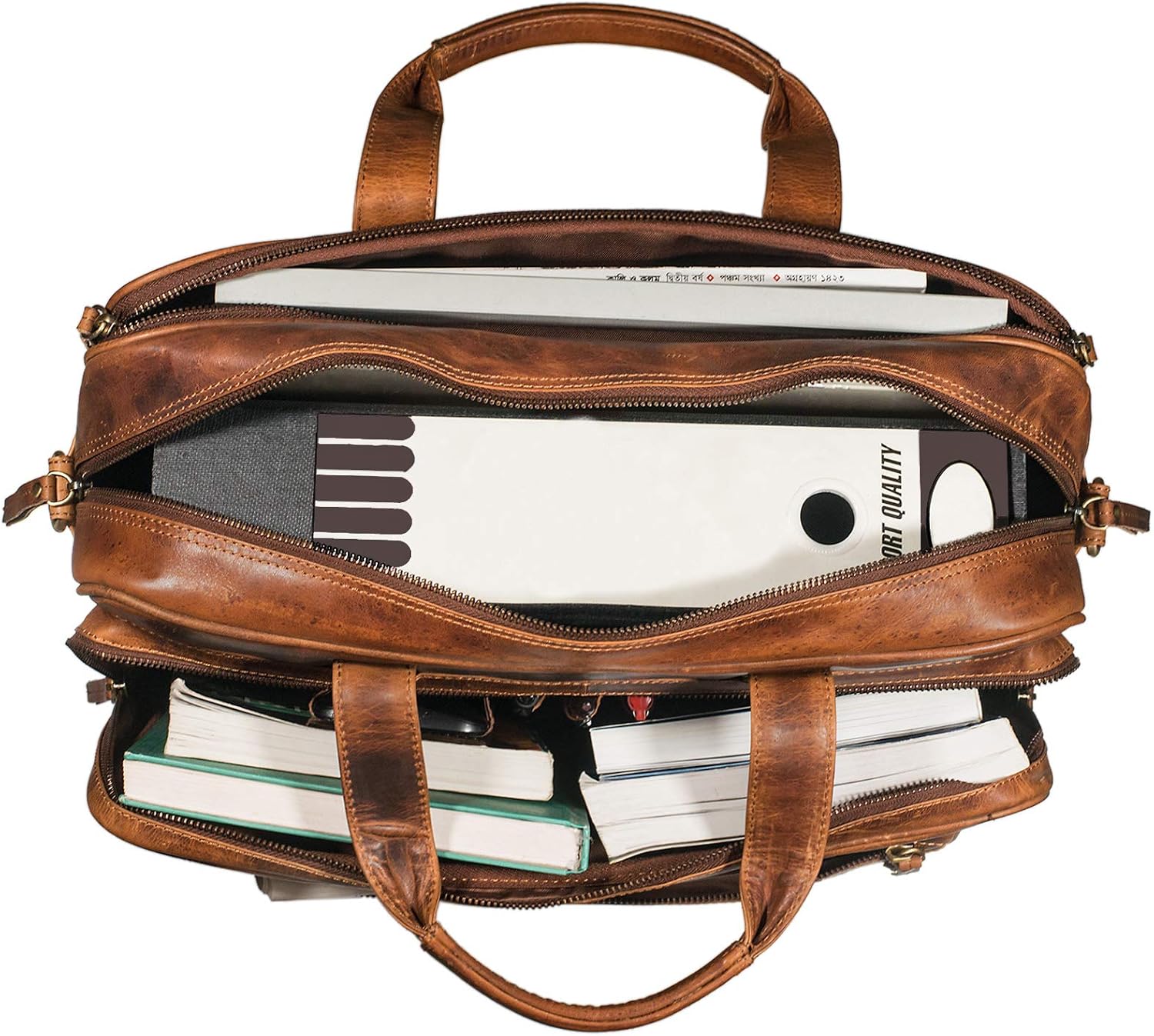 STILORD "Walt" Vintage Business Bag Real Leather Colour:Kara - Cognac, XL - Image 4