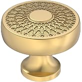Alzassbg 1-1/4" Champagne Bronze Round Cabinet Knobs 6 Pack, AL0001BRG | 1.2 Inch(31.5mm) Diameter, Decorative Filigree Pattern, Solid Metal Build, for Cabinets and Drawers