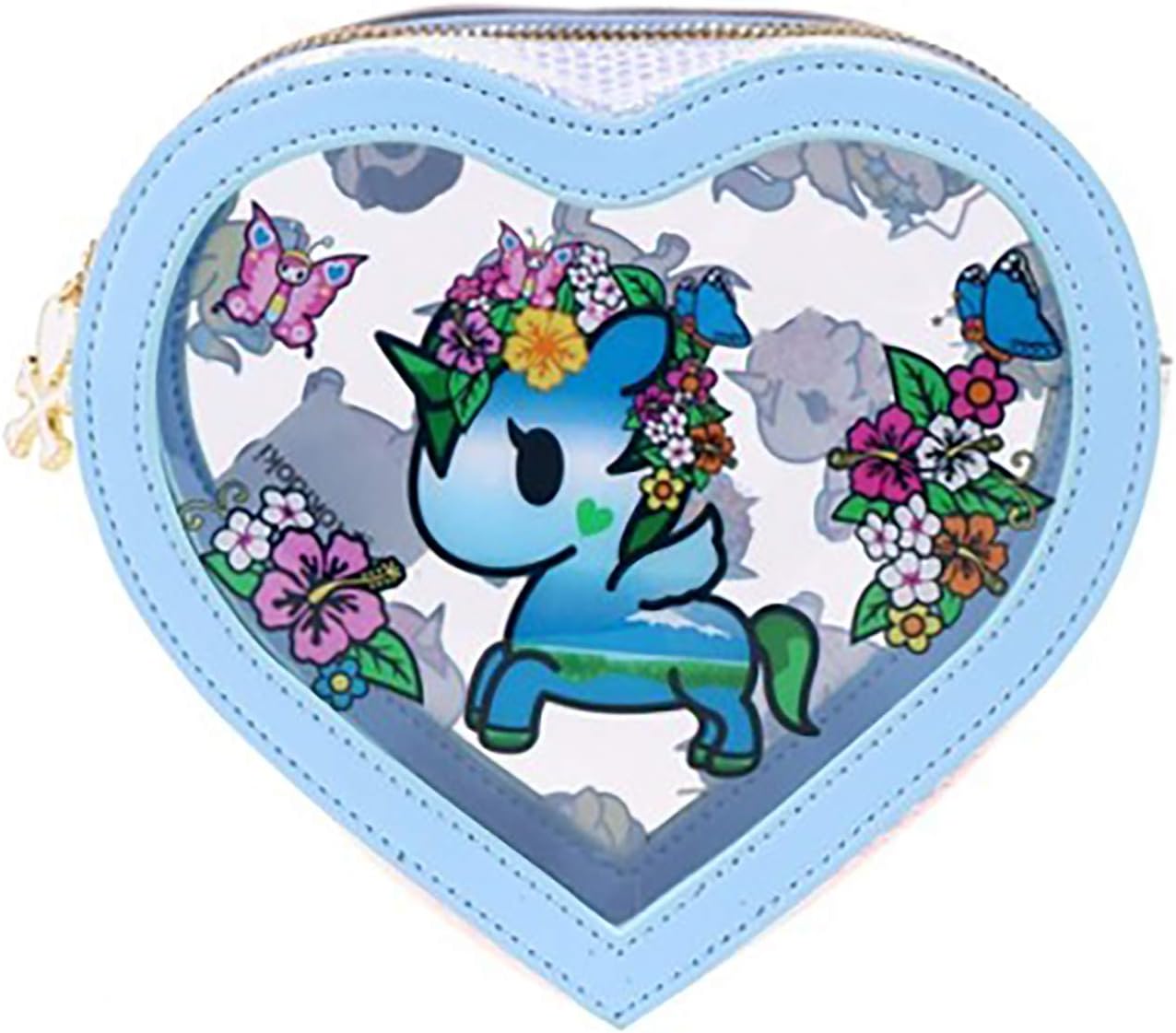Tokidoki Watercolor Paradise Clear Cosmetic Case in Clear/Blue