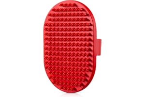 Dog bath brush, ROPO rubber massage pet shampoo brush, used for pet grooming, removing shedding fur, combing tangles and dead fur, suitable for pet dogs and cats (red)