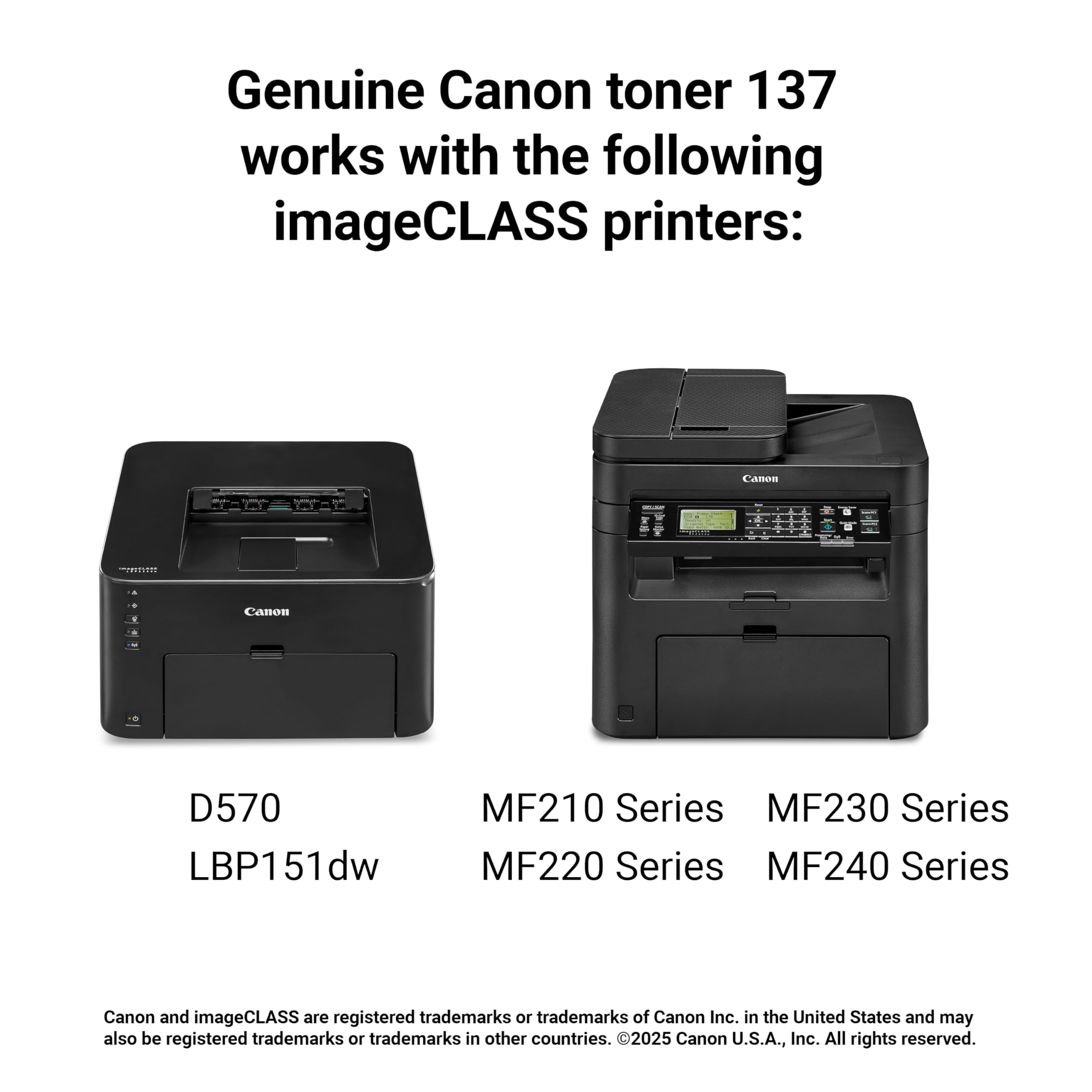 Canon Genuine 137 Black Toner Cartridge Compatible with LBP151dw, MF210 Series, MF220 Series, MF230 Series, MF240 Series, D570