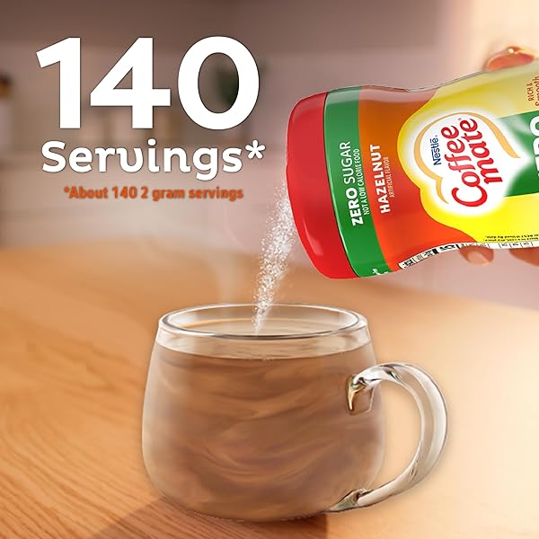 NESTLE COFFEE MATE SUGAR FREE POWDER CREAMER, HAZELNUT, 10.2 OUNCE
