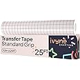 iVyne Transfer Tape for Vinyl Cricut - Medium Tack 12'' x 25ft Red Grid, Standard Grip Transfer Paper Roll Suitable for Craft Adhesive Vinyl Used for Stickers, Windows, Signs, Mugs and Home Décor