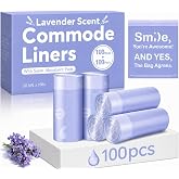 AWoHH 100 Bedside Commode Liners with Absorbent Pads, Leak-Proof | Drawstring Seal, 35 oz Absorbency, Lavender Scent, Fits Commode Chairs, Elderly Care, Travel, Camping