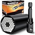 MANWALD Universal Socket Tool, Super Socket Unscrew Any Bolt, Adjustable Socket Drill with Adapter, Christmas Stocking Stuffers for Him, Men, Kids, Boyfriends, 2 PCS, Black