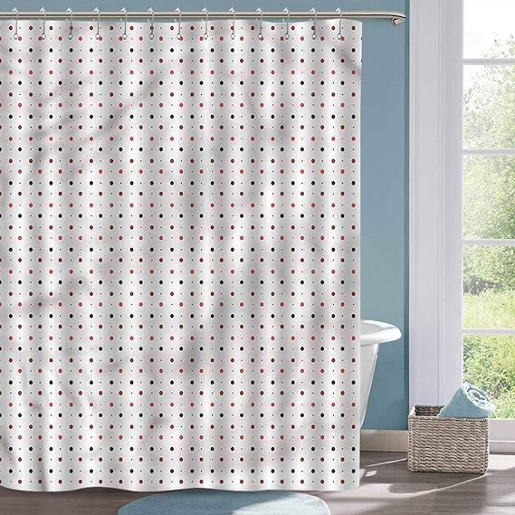 Farmhouse Shower Curtain Vintage Traditional Old Polka Dots Bathroom Curtains W36